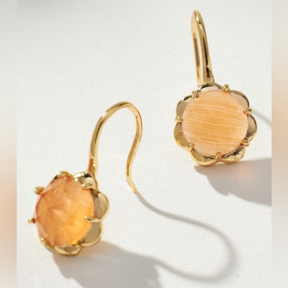 Anthropologie Stone Fishhook Drop Earrings .
